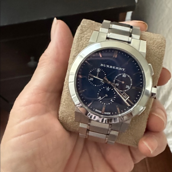 Burberry Silver Watch with Blue Face-BU9363 - Picture 10 of 14